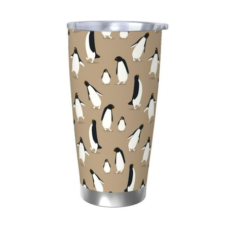 

Uemuo Lovely Penguin Print Travel Coffee Mug 20oz Double-walled Car Cup Stainless Steel Insulated Tumbler Leak-proof Travel Cup Reusable Straw Car Cup-Without Straw