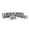 thumbnail image 3 of Bowery Hill Upholstery Velvet Fabric U-Shape 8Pc Modular Sectional Sofa with 2 Ottomans and 2 Accent Pillows, 3 of 6