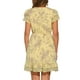 thumbnail image 3 of Vestido de gasa floral con volantes y mangas de volantes para mujer, con cuello en V y lazo, por encima de la rodilla, en amarillo claro, 3 of 6