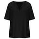thumbnail image 4 of Camisas sueltas de algodón y lino de manga corta con cuello en V para mujer, blusas de verano OAVQHLG3B Store  lin121212, 4 of 5
