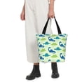 thumbnail image 5 of Pofeuu Cute Dinosaur Blue Green Print Women Fashion Shoulder Handbags Top Handle Satchel Bags Tote Shoulder Shopping Bag Stylish Canvas Tote Bag, 5 of 6