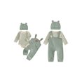 thumbnail image 2 of Cjfdfy Newborn Girl Boy Bear Romper Overall Infant 3pcs Outfit Set Long Sleeve Striped Romper Bear Embroidery Overall Suspender Pants Hat Sets Cute Bear Fall Winter Outfits Bodysuit 0-18 Months, 2 of 9