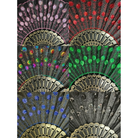 Set of 12 Mixed Colors Hand Held Folding Fans w/Gift Bags for Party Favors, Party Decor
