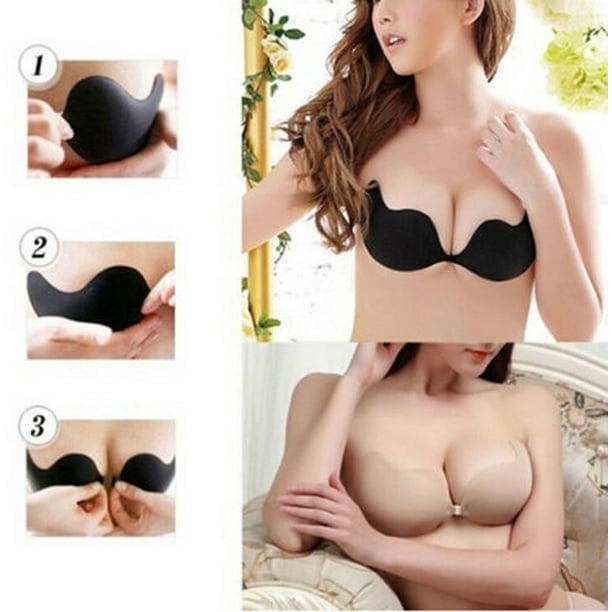 SILICONE STRAPLESS BRA Backless Push Up Adhesive With Drawstrings Invisible  