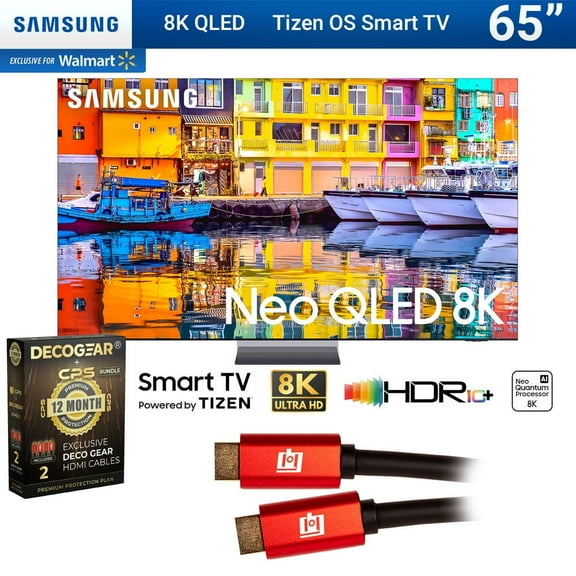 Samsung QN65QN900D 65 Inch Neo QLED 8K Smart TV (2024) Bundle with Deco Gear 2X 4K HDMI 2.0 Cable w/Pure Copper Conductors & CPS Exclusive 12 Month Protection Pack