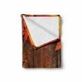 thumbnail image 2 of Fall Soft Flannel Fleece Throw Blanket, Dry Leaves Poured Onto Wooden Board Cabin Cottage Rustic Country Life Theme Print, Cozy Plush for Indoor and Outdoor Use, 70" x 90", Brown Orange, by Ambesonne, 2 of 6
