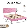 thumbnail image 5 of 4 Ever Winner Queen Bed Frame, Queen Size Upholstered Bed Frame with Headboard, Pink, 5 of 10