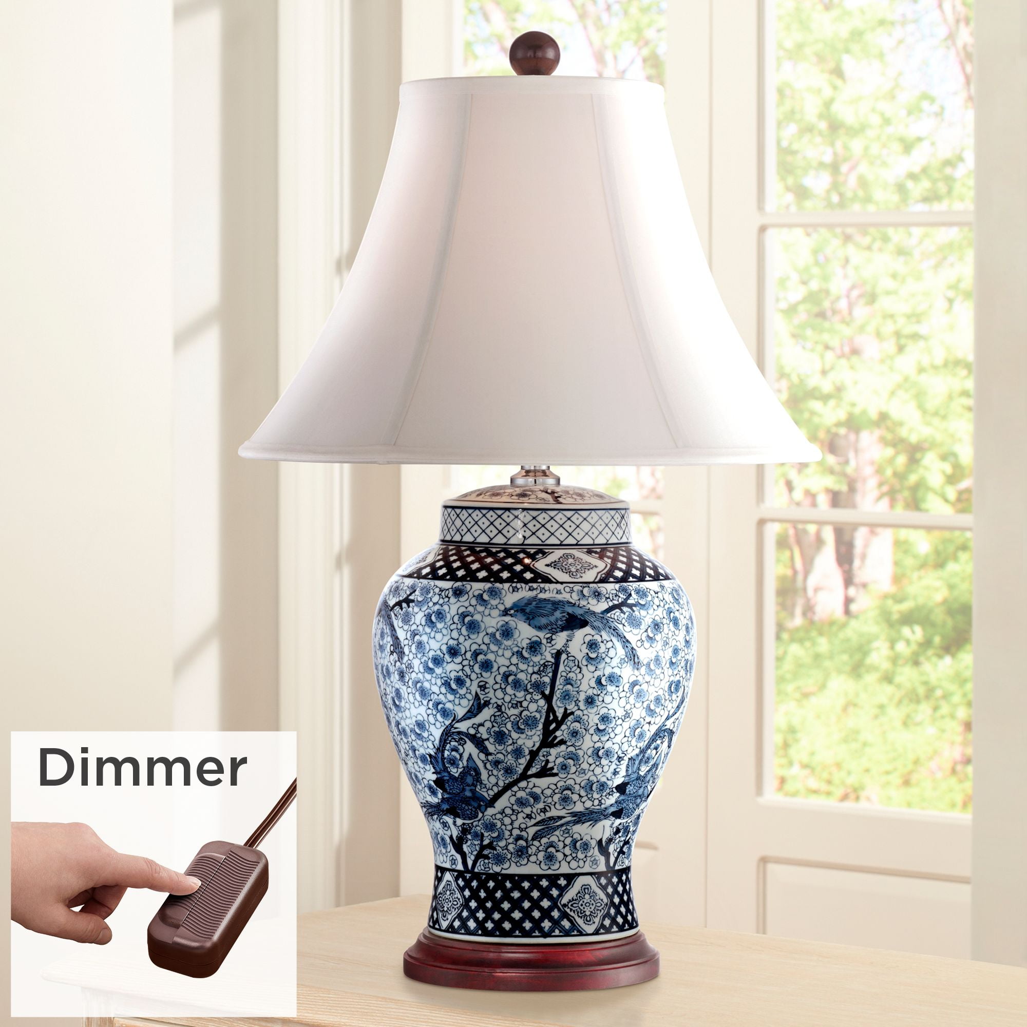 Barnes and Ivy Traditional Ginger Jar Table Lamps with Table Top Dimmer 27