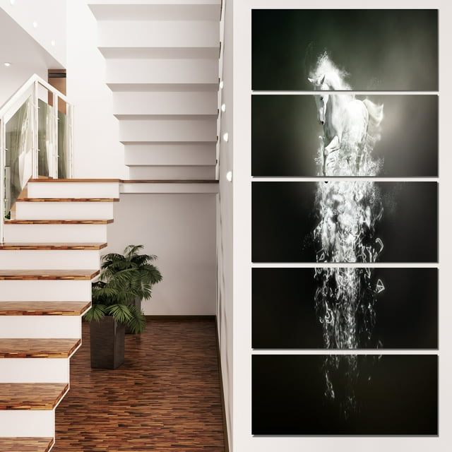 Fantasy White Horse Running - Animal Canvas Wall Art