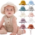 thumbnail image 3 of YOUYEDIAN Muslin Baby Sun Hat Sun Protection Baby Bucket Hat Summer Beach Hats with Wide Brim for Boys & Girls (Khaki), 3 of 3