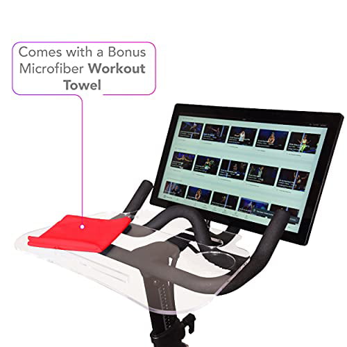 Peloton Desk Tray with Bonus Towel Tablet or Phone Acrylic Cycle Tray Not Compatible with Bike Plus Peloton Tray Accessory for Cycling Ride and Work with your Book Laptop
