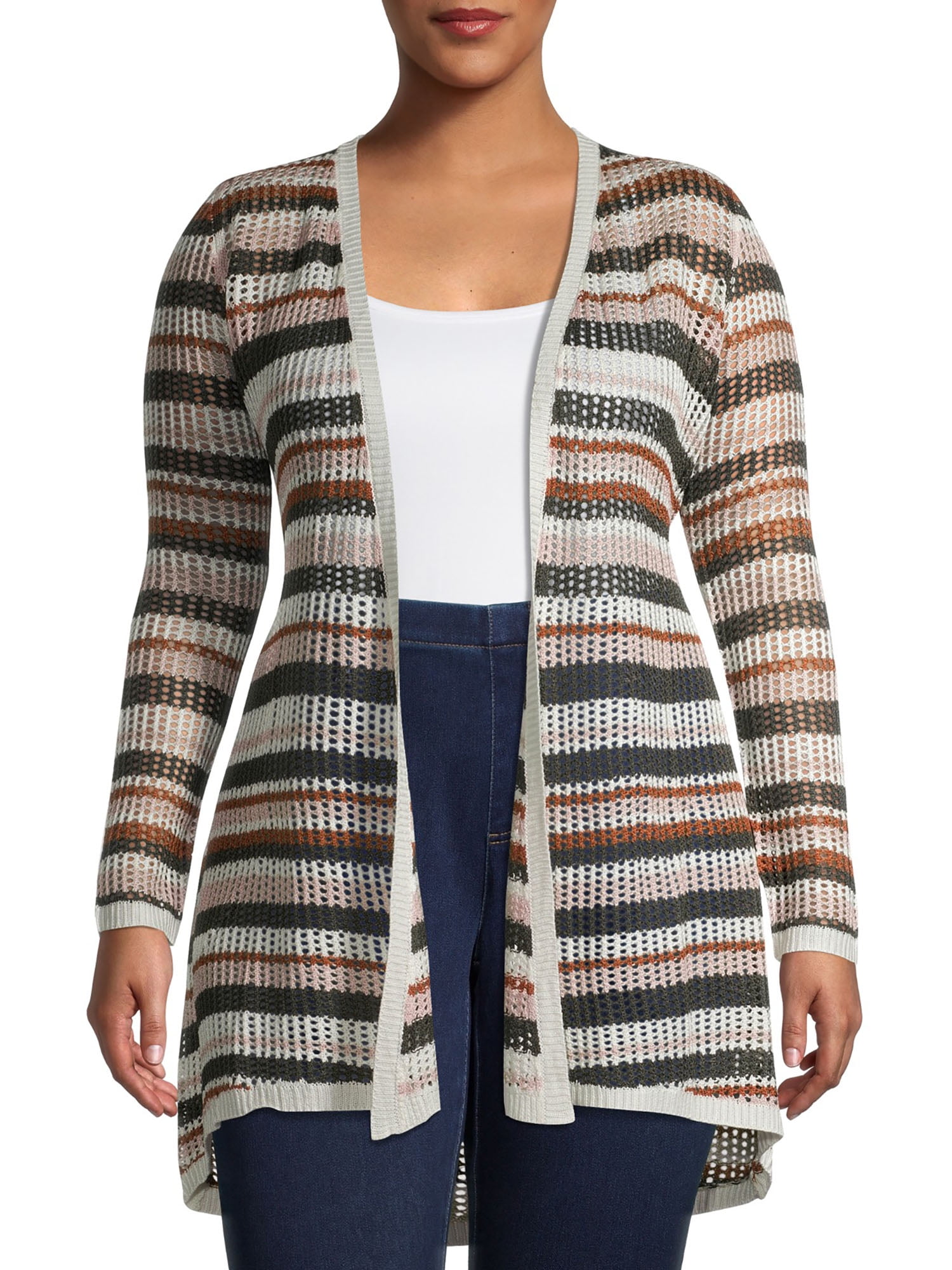 No Boundaries - No Boundaries Juniors' Plus Striped Cardigan - Walmart.com - Walmart.com