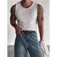 thumbnail image 5 of Men'S Ribbed Knit Form-Fitting Workout Wide Shoulder Tank Top White XXL, 5 of 8