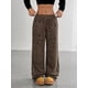 thumbnail image 4 of Pantalones Rectos con Estampado de Leopardo A Cuadros para Mujer, Cintura Elástica, Estilo Y2K, con Bolsillos. Leopardo Profundo M, 4 of 10