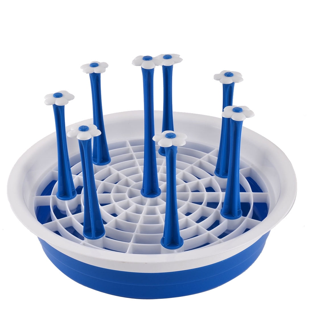 Household Plastic Round Shape Handy Coffee Tea Cup Stand Holder Blue