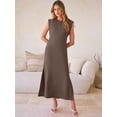 thumbnail image 6 of ANRABESS Summer Casual Sleeveless Maxi Dress for Women Crewneck Loose Split Wrinkle-Free Travel Vacation Long Dress Beach Sundress with Pockets Brown XL, 6 of 12