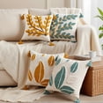thumbnail image 5 of Unique Bargains Boho Pillow Cover with Tassels Set of 2 Yellow Big Leaves 18" x 18", 5 of 6