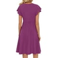 thumbnail image 3 of Fantaslook Women Summer Dresses V Neck Ruffle Sleeve Casual Flowy Sundresses Button Floral Midi Dress with Pockets, 3 of 8