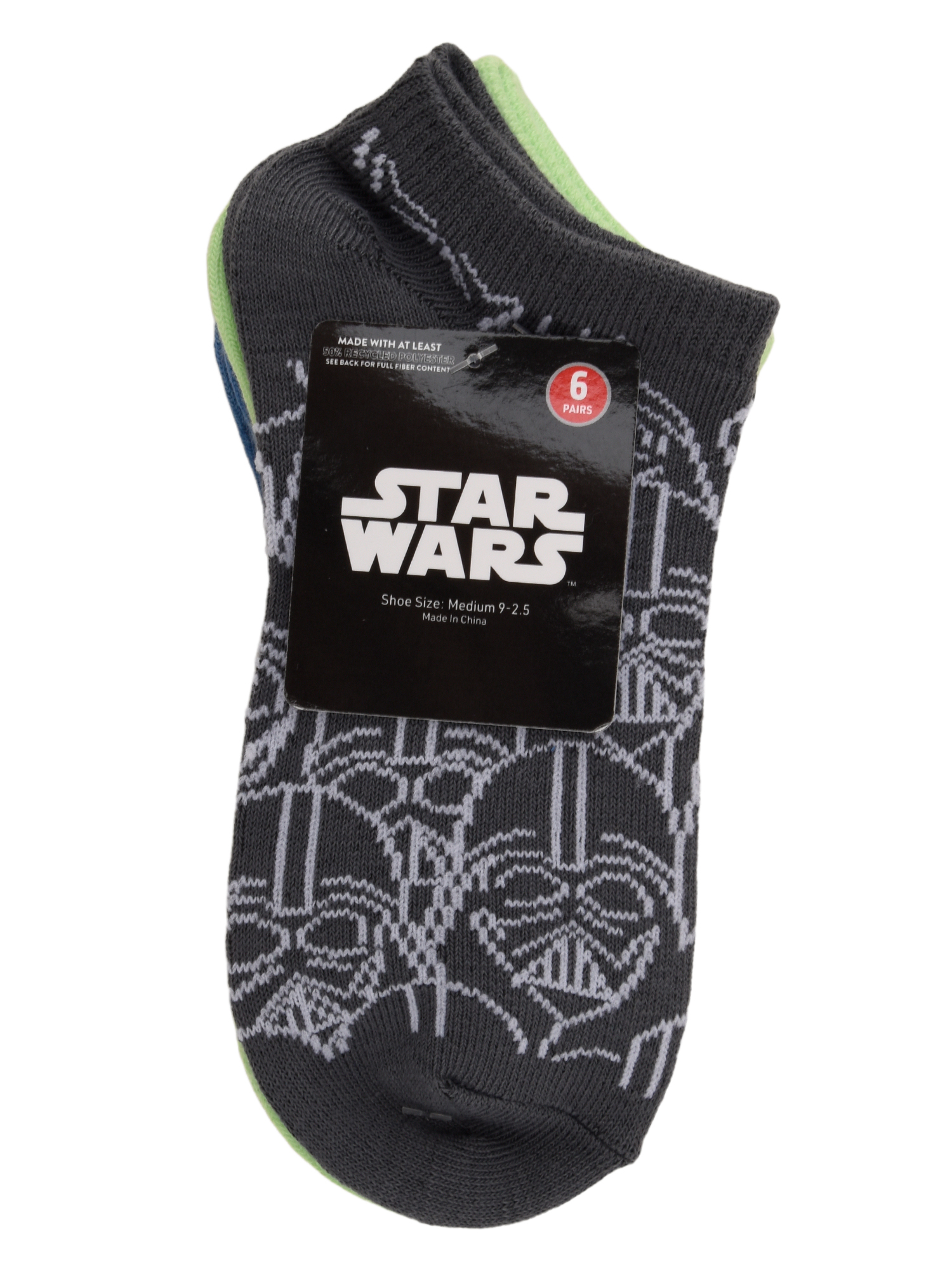 Star Wars No Show Socks, 6-Pack, Sizes M Boys