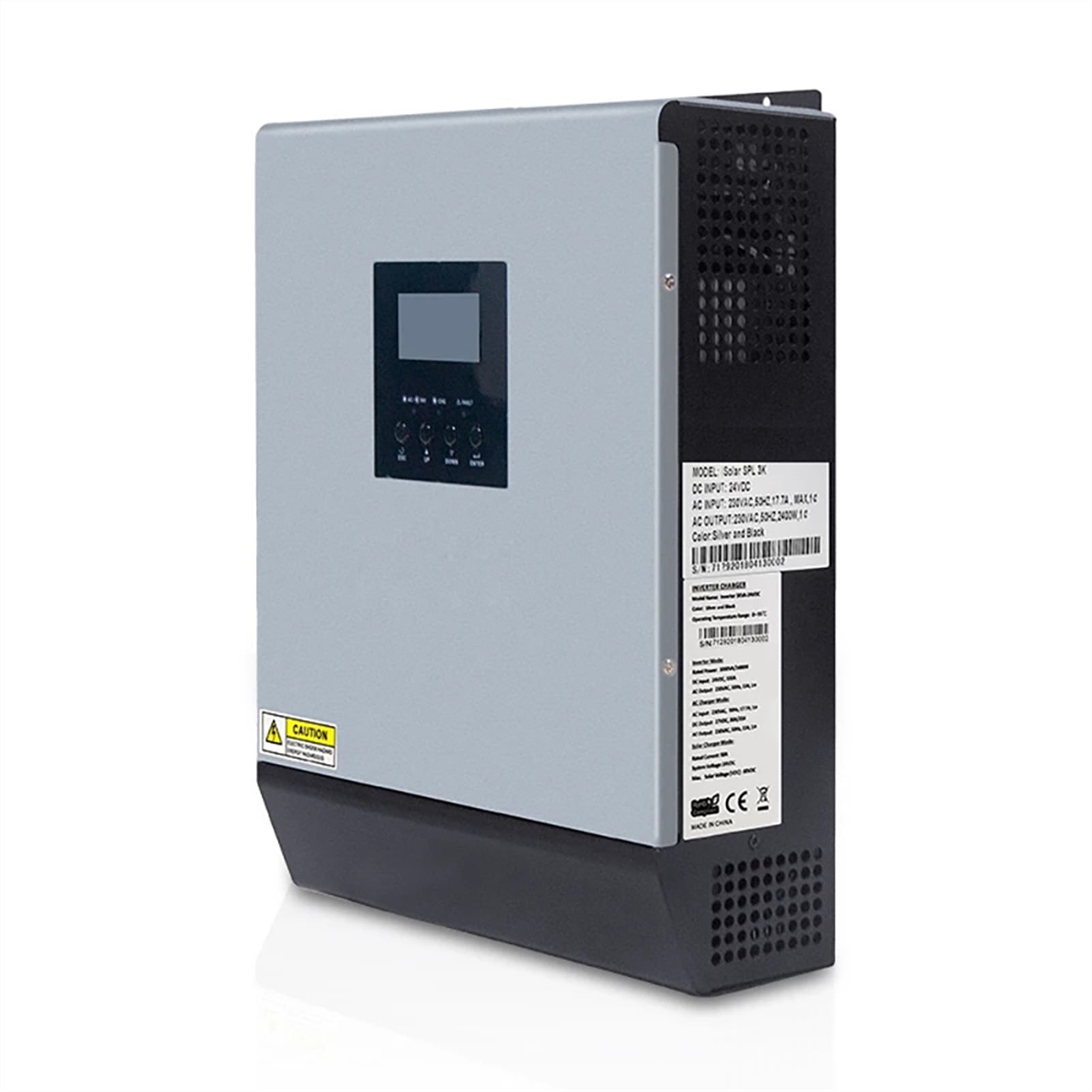 3000W 24V Pure Sine Wave Off-Grid Hybrid Inverter Built-in PWM Solar Charge Controller Home System Smart Inverter ,Easy to Use
