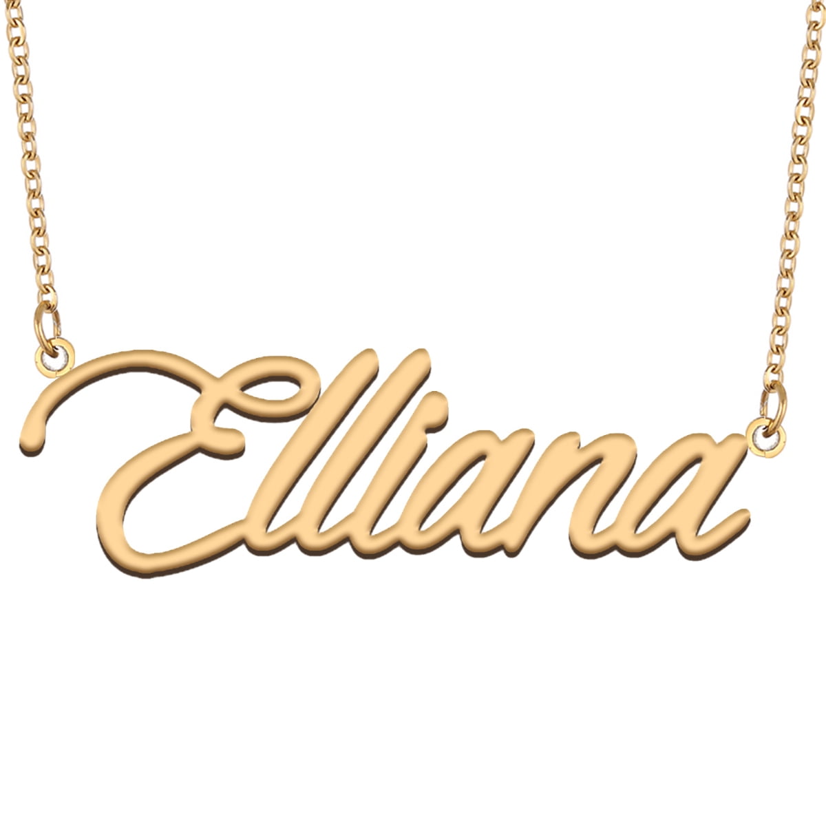 HUAN XUN Woman Necklace with Name Elliana Name Monogram Necklace for  Bridesmaids Wedding Gift 
