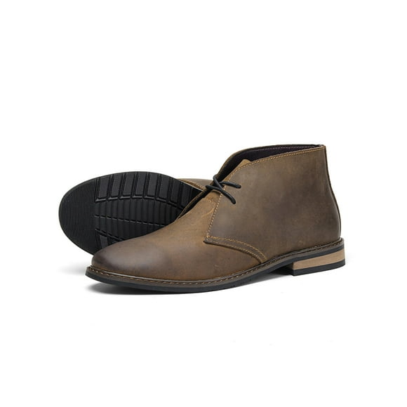 Bellella Mens Dress Booties Oxfords Chukka Boot Lace Up Ankle Boots Comfort Shoes Work Bootie Brown 2# 5.5