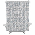 thumbnail image 2 of Pastoral Flowers Shower Curtain for Bathroom Decor, Light Blue Flower Vintage Linen Texture Waterproof Fabric Shower Curtain, 72"x84" Set with 12 Hooks, 2 of 9