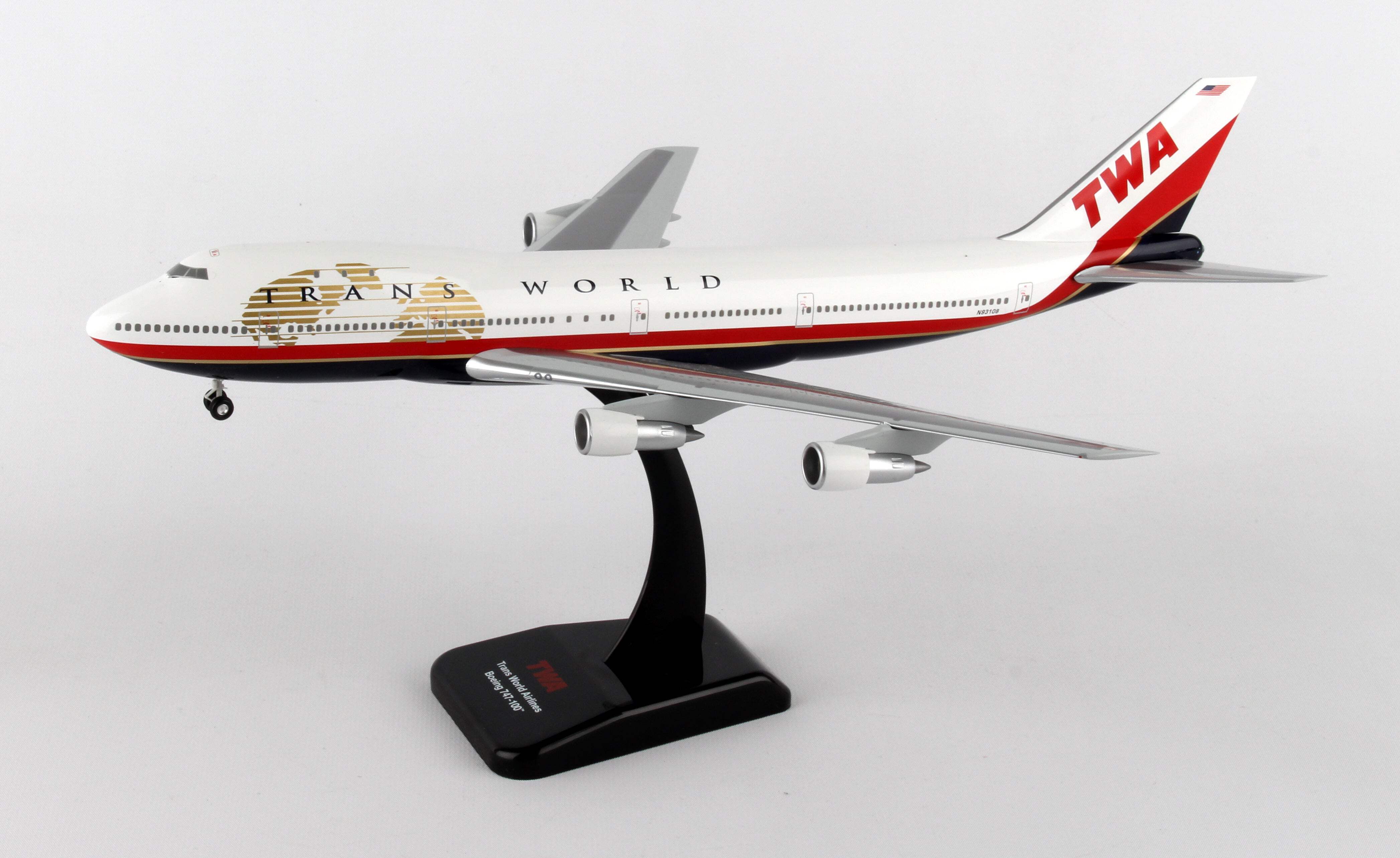 Hogan Wings 1-200 Commercial Models HG0229G 1-200 TWA 747-100 REG