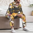 thumbnail image 7 of Naloa Cute Cat Cartoon Men’s Pajamas Set - Long Sleeve Button Down Sleep Shirt and Pajama Bottoms Sleepwear Set-Small, 7 of 7