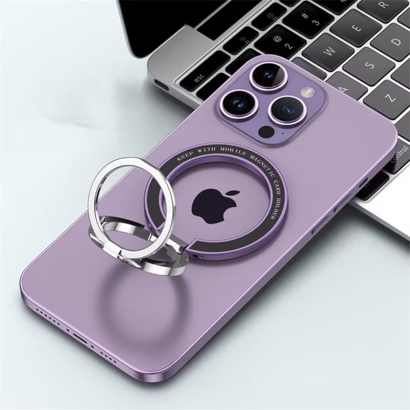 Foldable Cell Phone Ring Holder Stand [Strong Magnetic],Adjustable &  Rotating Car Mount Compatible with iPhone, Samsung, Pixel, Smartphone Accessories, Purple