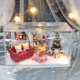 thumbnail image 5 of Casa de navideña en miniatura artesanal de bricolaje con muebles, cubierta a prueba de , manualidades navideñas s Hugo Casa de muñecas de artesanía, 5 of 10