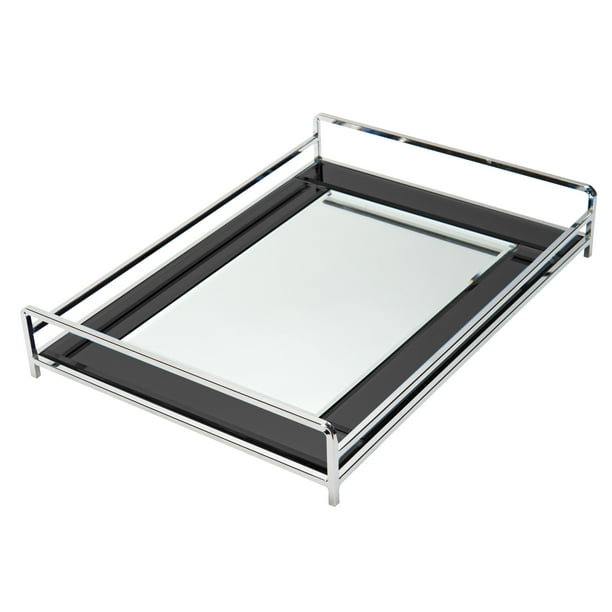 Home Details Mirrored Vanity Tray in Black