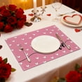 thumbnail image 5 of Valentine's Day Placemats Set, Polyester Fabric Table Mats with Heart and Love Patterns, 17.72x11.81 Inch Washable Dining Table Decor for Romantic Dinner, Party, or Holiday Celebration, 5 of 7