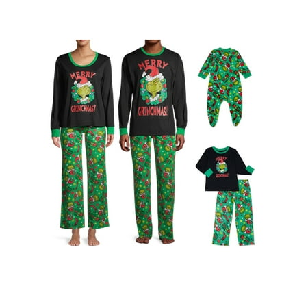 

Diconna Family Matching Christmas Pajamas Set Xmas Grinch Printed Matching Lounge Sleepwear Holiday Pjs Outfit Set