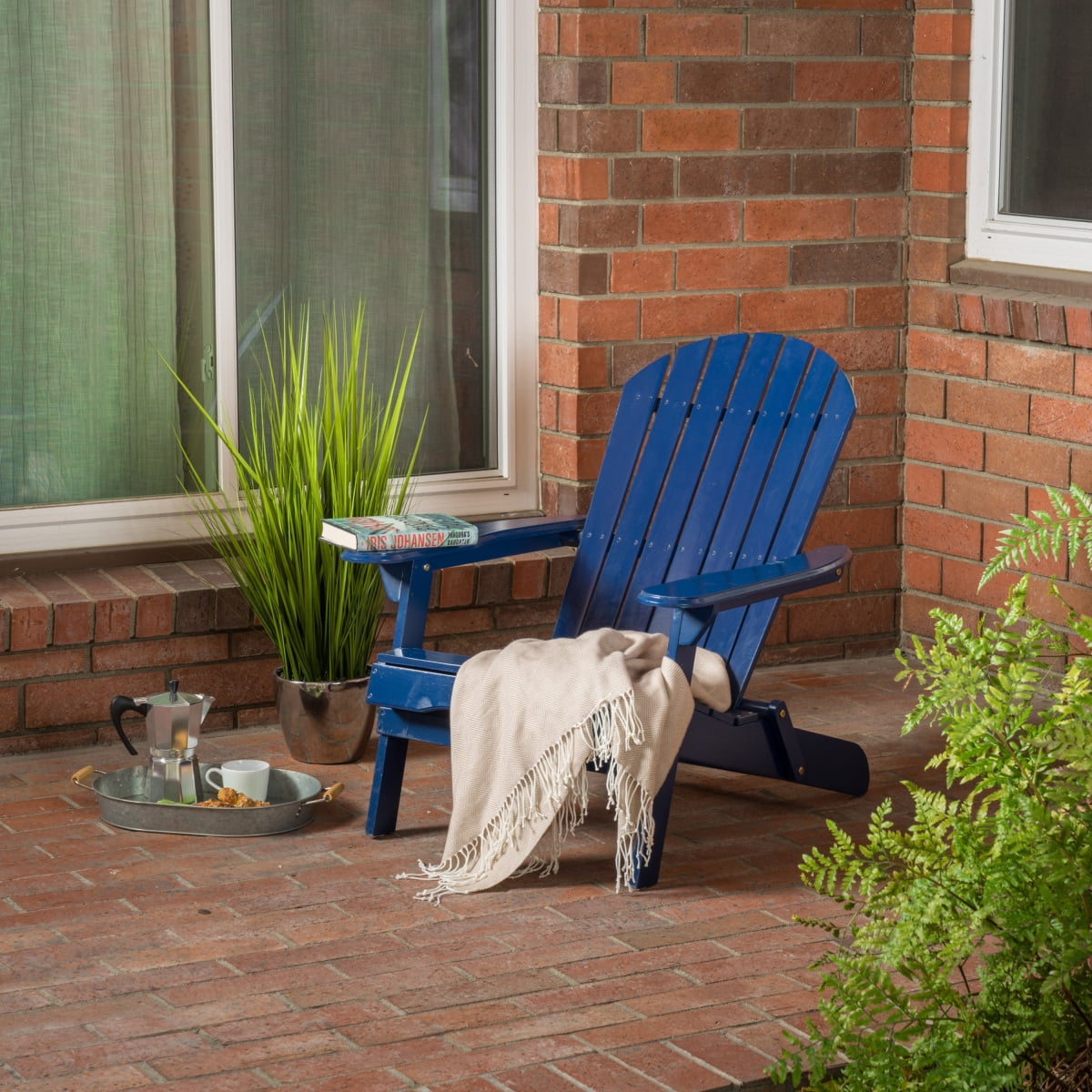 ZHICHUN  Malibu Rustic Acacia Wood Folding Adirondack Chair Traditional Slatted Outdoor Chair for Patio Garden Backyard