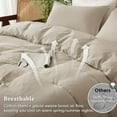 thumbnail image 2 of 100% Cotton Muslin Duvet Cover Set King Size,3 Pcs Soft Breathable & Lightweight Gauze Bedding Set with 2 Pillowcases,Textured Home Decor with Button, 104"×90" Natural/Oat Milk,No Insert, 2 of 7