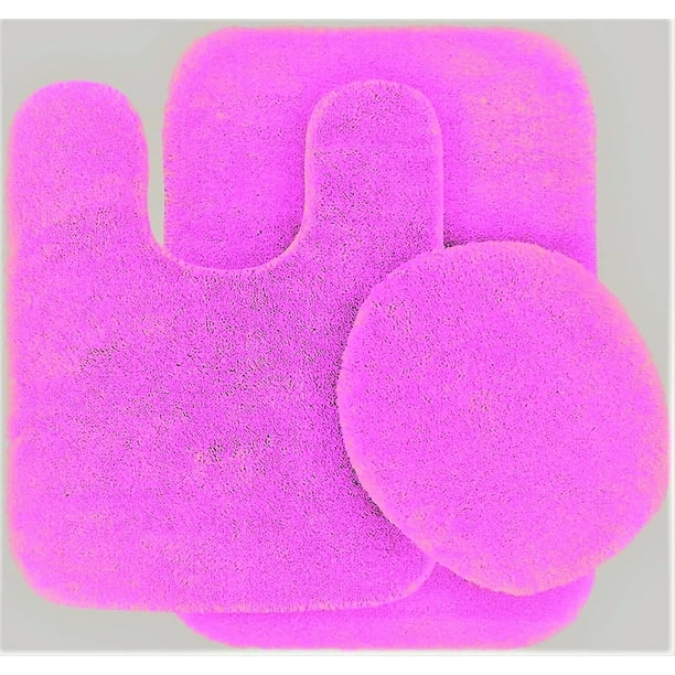3pc Bathroom Set Rug Contour Mat Toilet With Lid Cover Chenille Super Sof Non Slip With Rubber