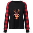thumbnail image 4 of Merry Christmas Sweatshirt Womens Funny Xmas Elk Printed Plaid Raglan Long Sleeve Pullover Sweater Festivel Costume, 4 of 4