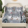 thumbnail image 3 of Erosebridal Merry Christmas Bed Sheets Set Full Size, Deer Cardinal Bird Bedding Set, Birch Tree Decor, 3 of 6