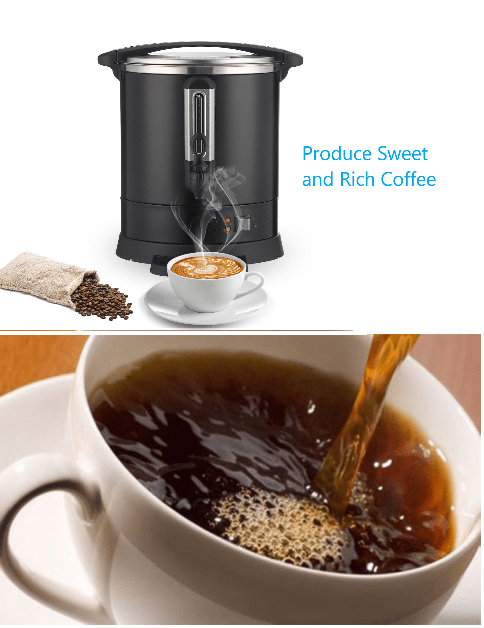 Commercial Grade Stainless Steel Coffee Urn 110 Cup Large Coffee Maker 14L  Quick Brew Commercial Coffee Percolator Electric for Gatherings Black -  Walmart.com