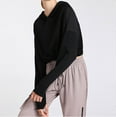 thumbnail image 4 of Timegard Cropped Sweatshirt for Women Hooded Oversized Casual Pullover Tops Sport Workout Solid Color Top, 4 of 5