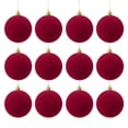 thumbnail image 2 of 12 Pcs Burgundy Velvet Flocked Christmas Balls, 2.4 Inch Christmas Tree Ornaments, Soft Hanging Xmas Ball Decorations for Tree, Home, Party and Holiday Decor, 2 of 8