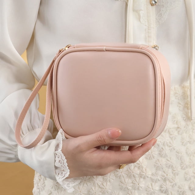 Bolsa Portátil de Almacenamiento para Toallas Sanitarias, Estuche de Viaje para el Período con Asa para Mujeres, Organizador de Maquillaje de Cuero Ligero para Uso Diario y Viajes