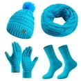 thumbnail image 3 of Landzoo Winter Women's Woolen Hat Bib Gloves And Socks 4 Piece Set Autumn Winter Warmth Set, 3 of 3