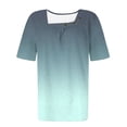 thumbnail image 5 of Fengqque Women's Gradient Color T Shirt Button Detail Pleated Square Neck Short Sleeve Casual Summer Blouse Green S(S), 5 of 5