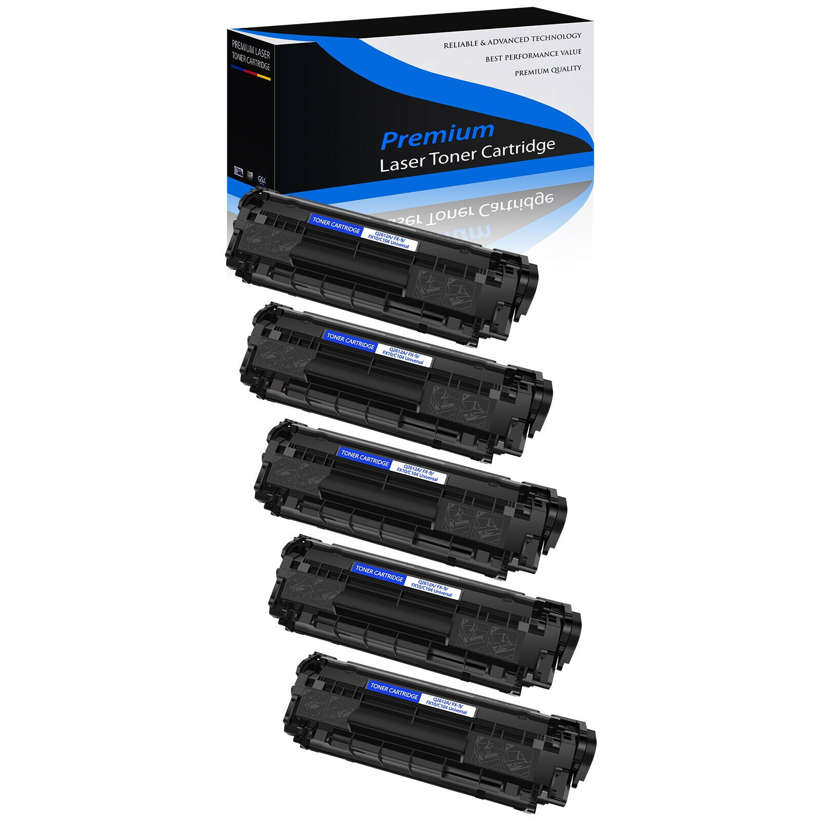 LD 5PK Comp Black Laser Toner Cartridge for HP 12A Q2612A LaserJet M1319f 1010 