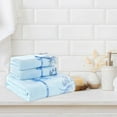 thumbnail image 4 of LiUMX Bath Towel Set with Lace Side & Embroidered Design | 3-Piece Soft Absorbent Cotton Towels | Blue Pink White Yellow Colors | 35x25cm Large Size for Bath & Gift Giving, 4 of 5