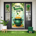 thumbnail image 5 of Green Hat St. Patrick's Day Banner Shamrock Pattern Clover Backdrop Orange Green Bow Tie Theme Background for St. Patrick's Day Party Irish Festival Celebration Photo Shoot, 5 of 9