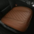 thumbnail image 4 of Funda de asiento de coche universal de cuero sintético para vehículos, antideslizante, para la parte delantera y trasera Frente marrón, 4 of 9