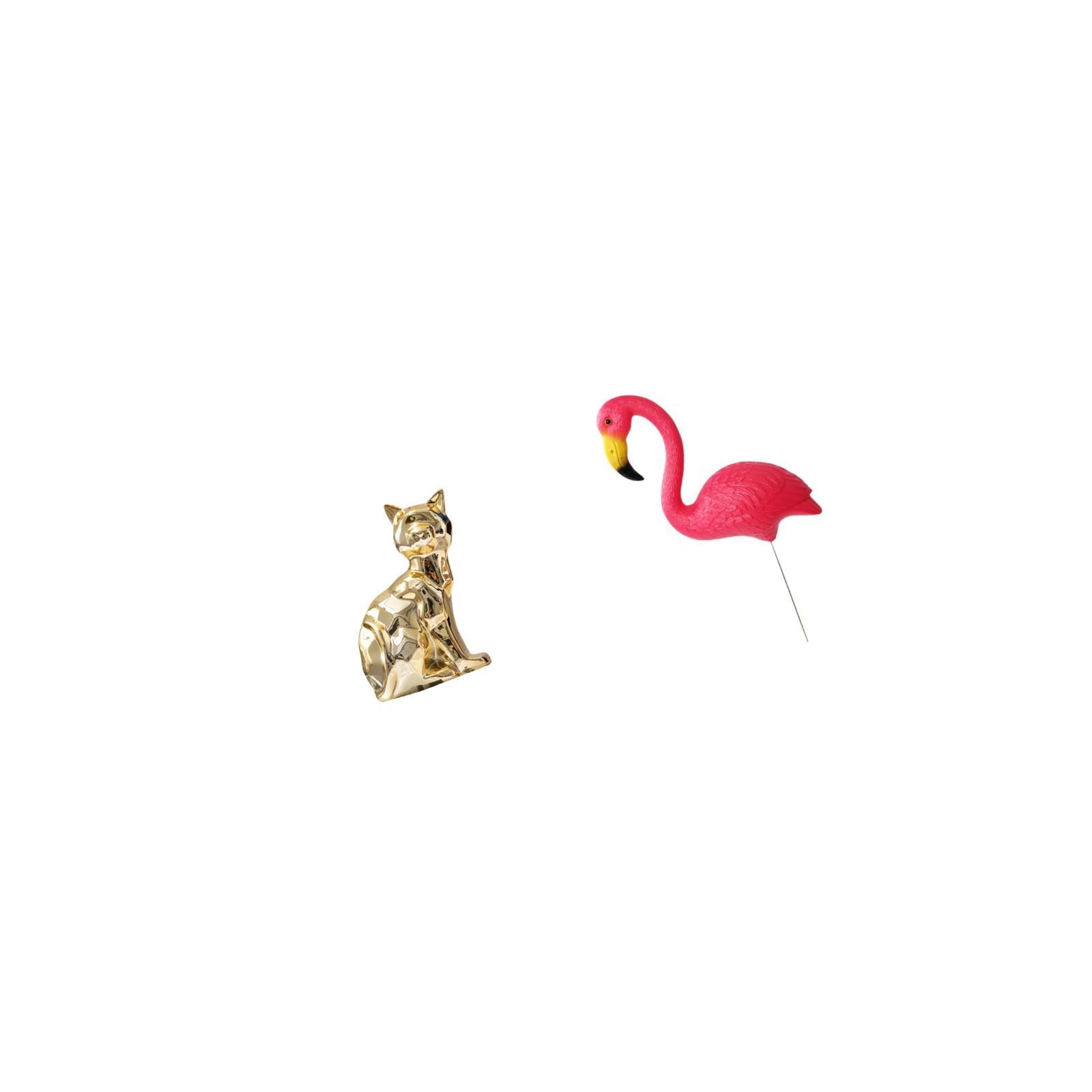 Dualoai Cat Bird Statue Decorative Figurine Animal Sculpture Art Craft Ornament for Fireplace Yard Art Ornament Backyard Fairy Garden Accessories Flamingo Garden Stake Sculpture for Holiday